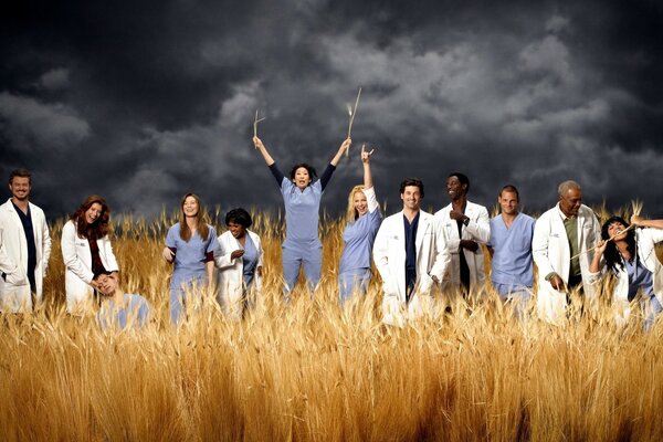 Happy doctors in the field