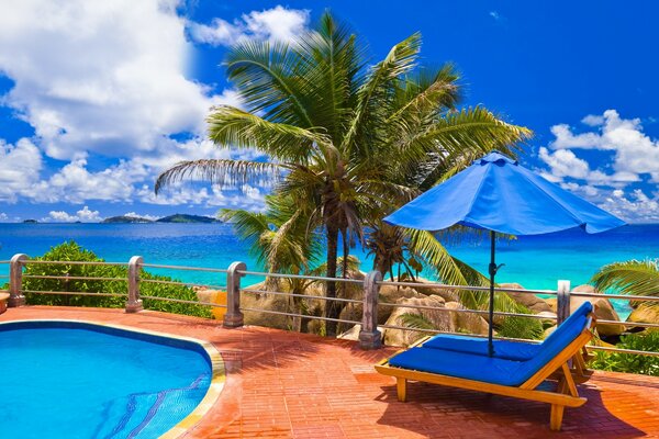 View from the hotel to the tropical ocean