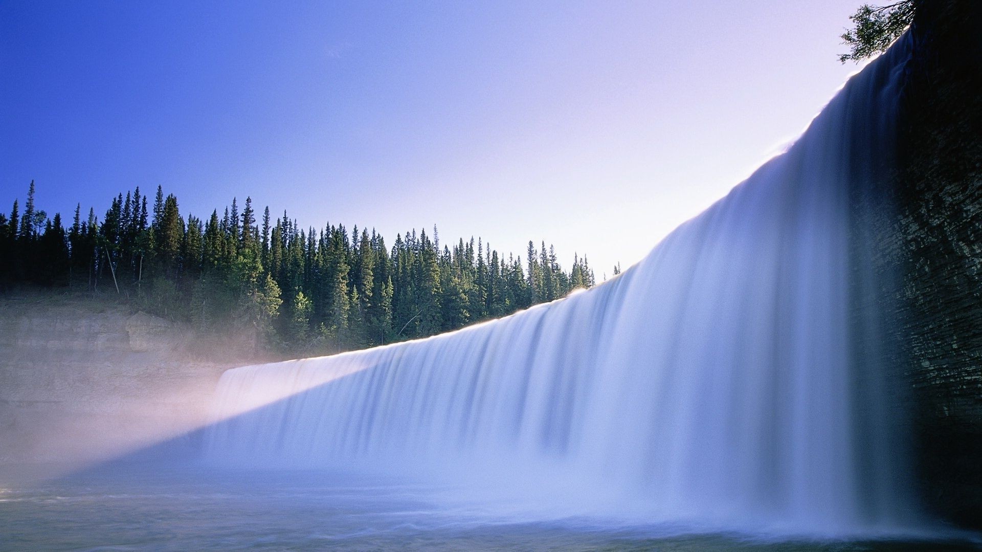 waterfalls water landscape snow nature outdoors travel mist winter