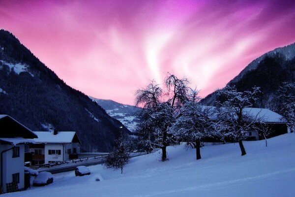 Radiance on a winter night. Real photos