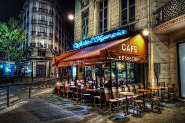 Nachtcafé in Frankreich