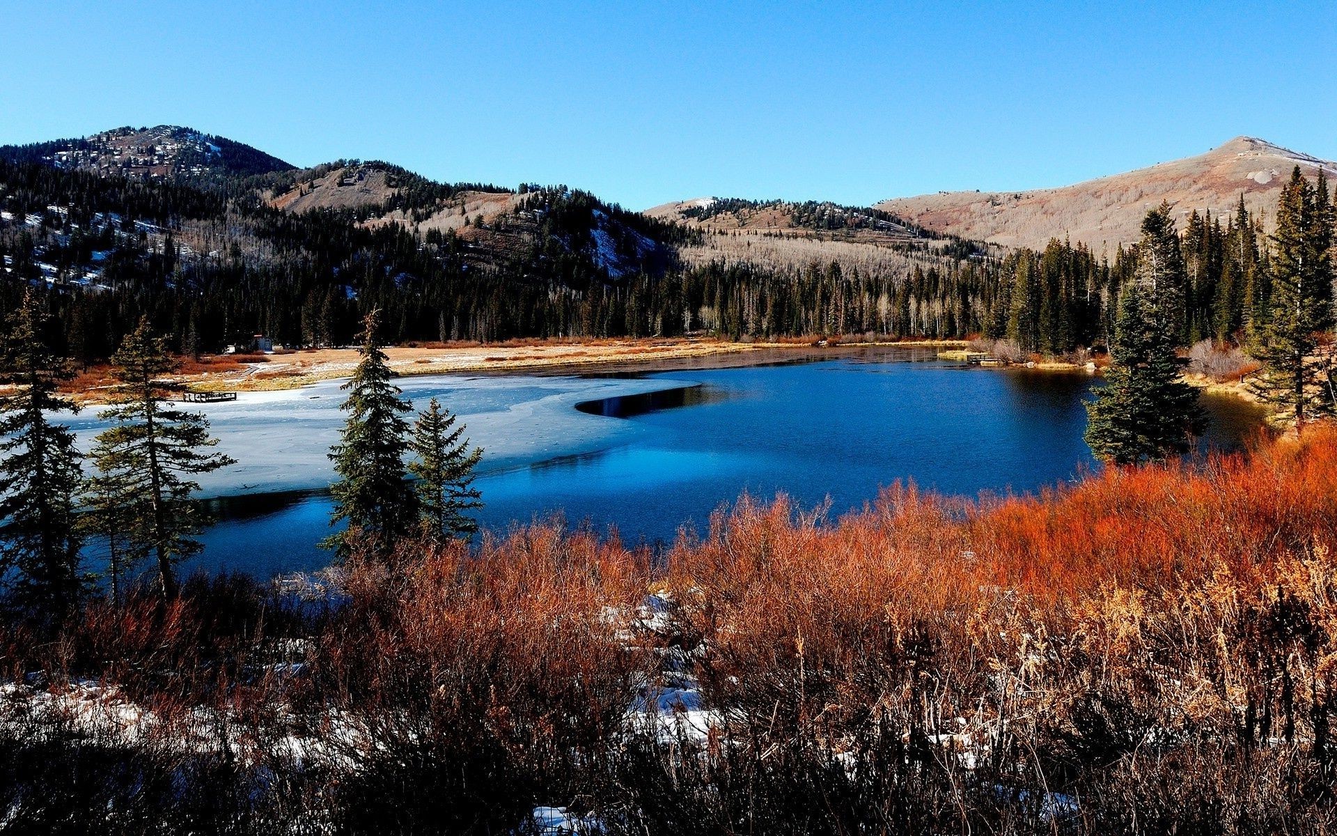 lake water nature reflection outdoors travel landscape scenic sky fall wood tree mountain river daylight