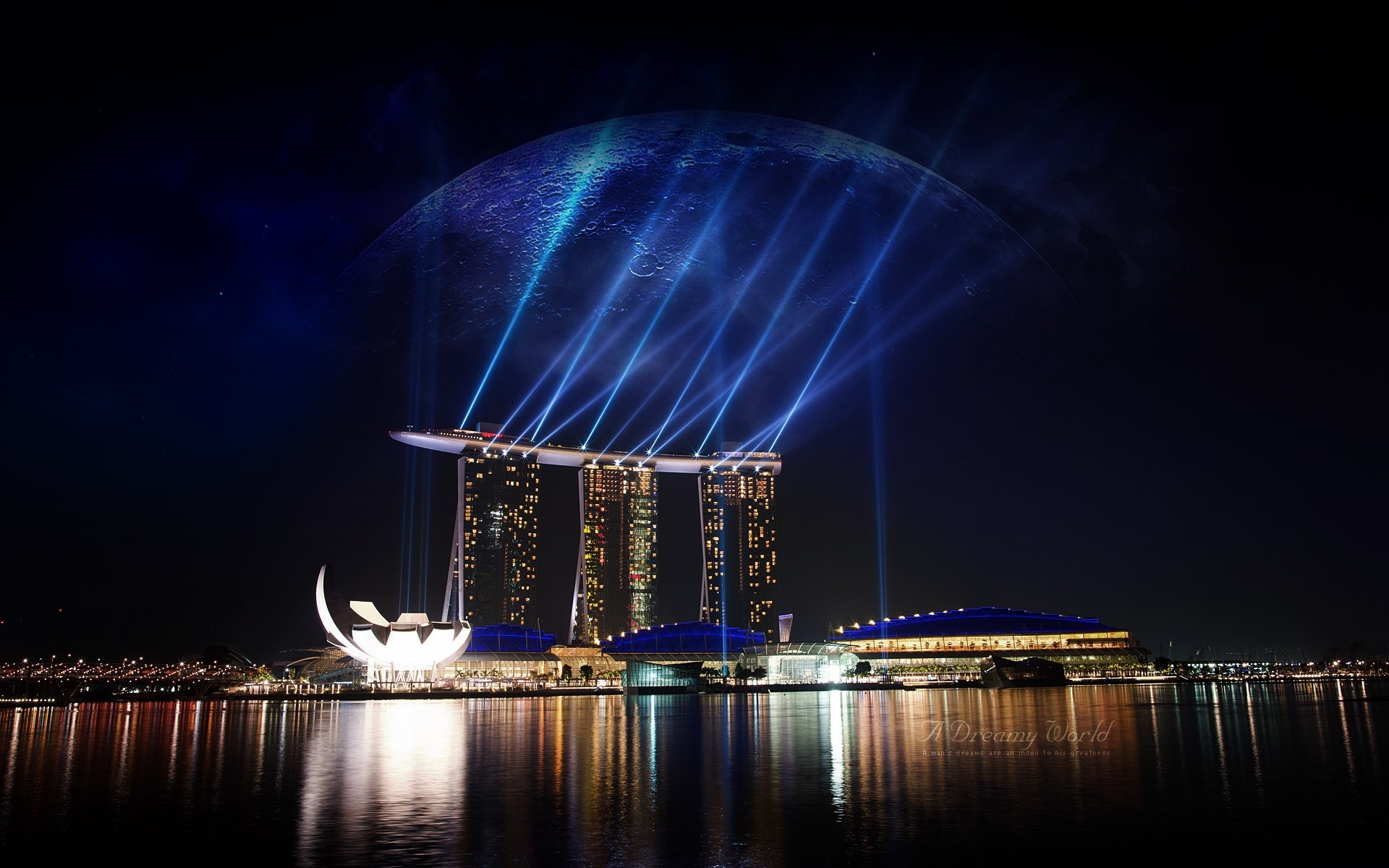 photo manipulation architecture city evening water travel dusk sky illuminated river building cityscape bridge urban finance light waterfront downtown skyscraper dark