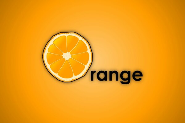 Bright design of the word Orange with a slice of orange