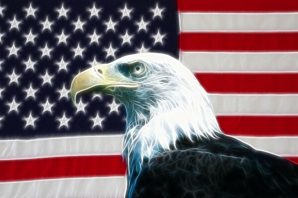 American flag with an eagle