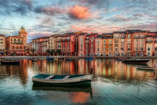 Landscape is a reflection of the architecture of the city on the water