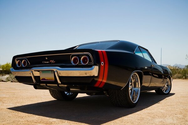 Dodge black stylish in the desert