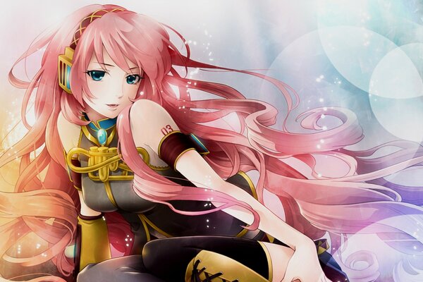 Menina de cabelo rosa no estilo anime