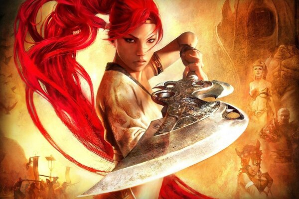 Red-haired girl with a sword