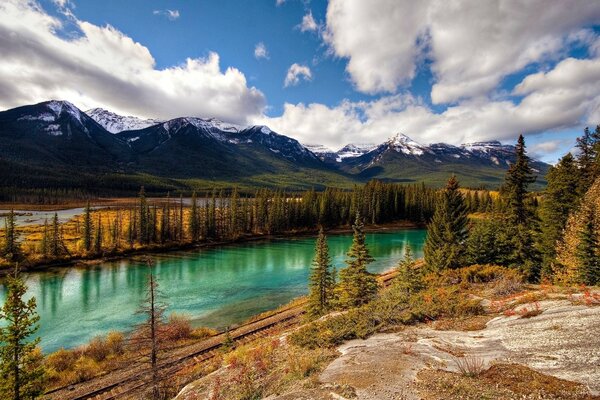 Beautiful autumn landscape with mountains