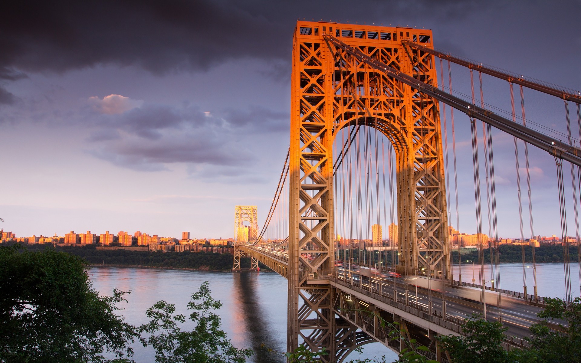 stany zjednoczone most woda niebo architektura podróż rzeka odbicie na zewnątrz miasto budowa połączenie dom zachód słońca most wiszący nowy jork new jersey