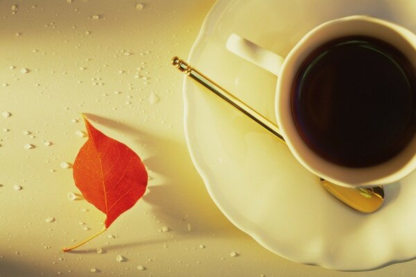 Au lever du soleil, boire un café chaud