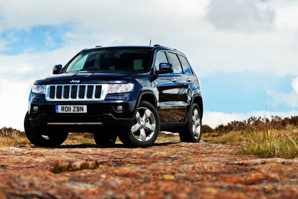 Jeep-Auto im Hintergrund der Natur