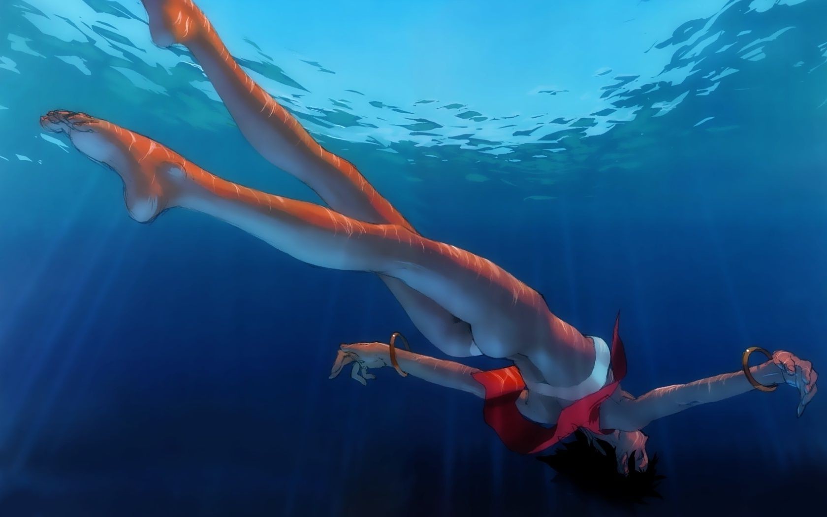 erotica underwater fish swimming water ocean one shark diving sea woman