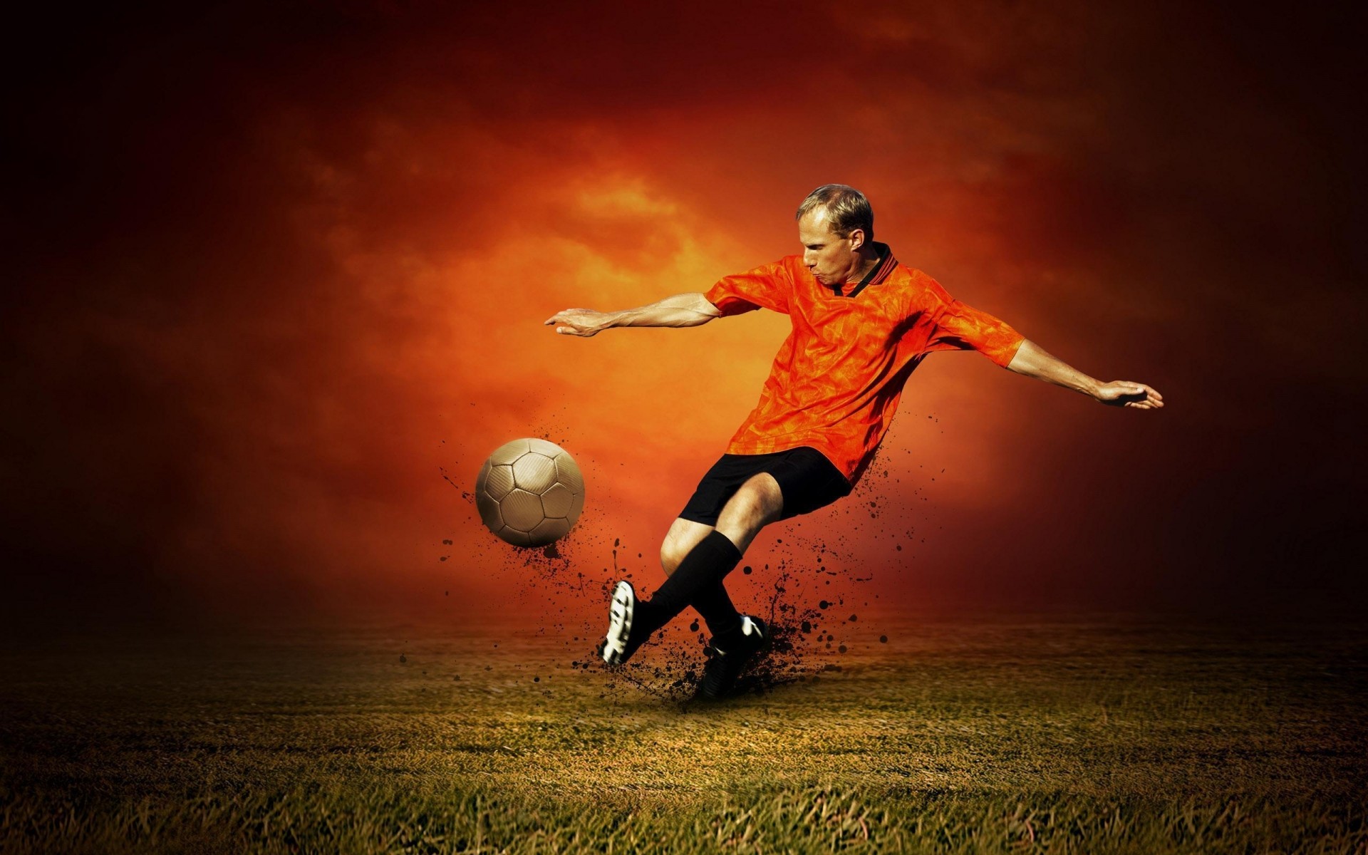 fútbol pelota campo competencia deportes fútbol puesta de sol estadio saltar meta juegos