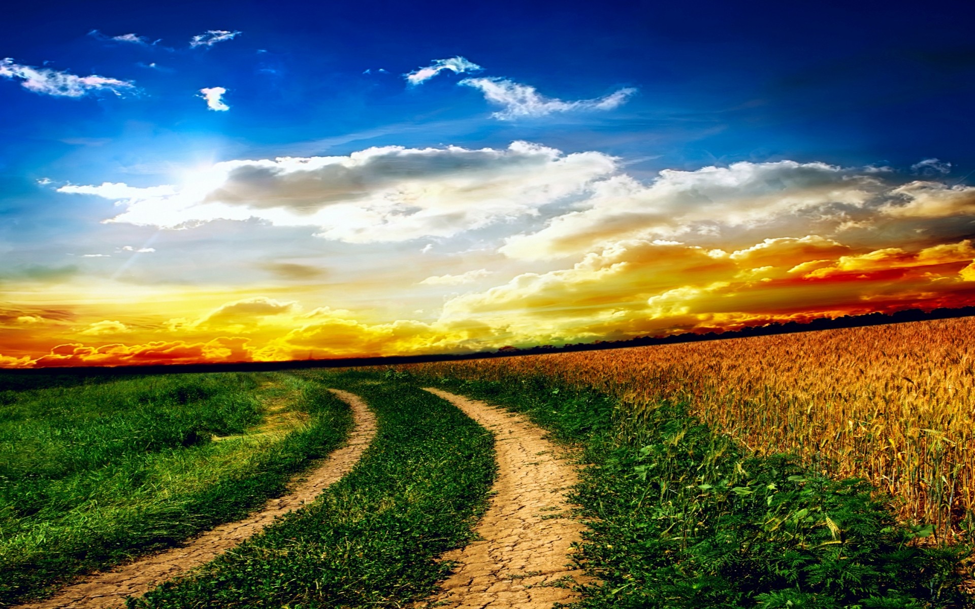 landschaft des ländlichen landwirtschaft feld himmel landschaft natur landschaft bauernhof bebautes land sonnenuntergang land im freien sommer gras ackerland sonne straße orange