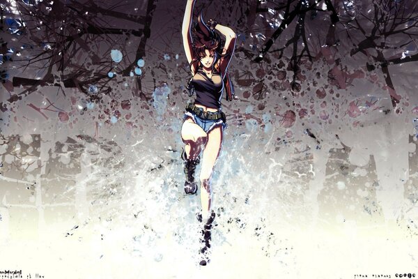 Black lagoon revy pirates of the black lagoon jumping girl