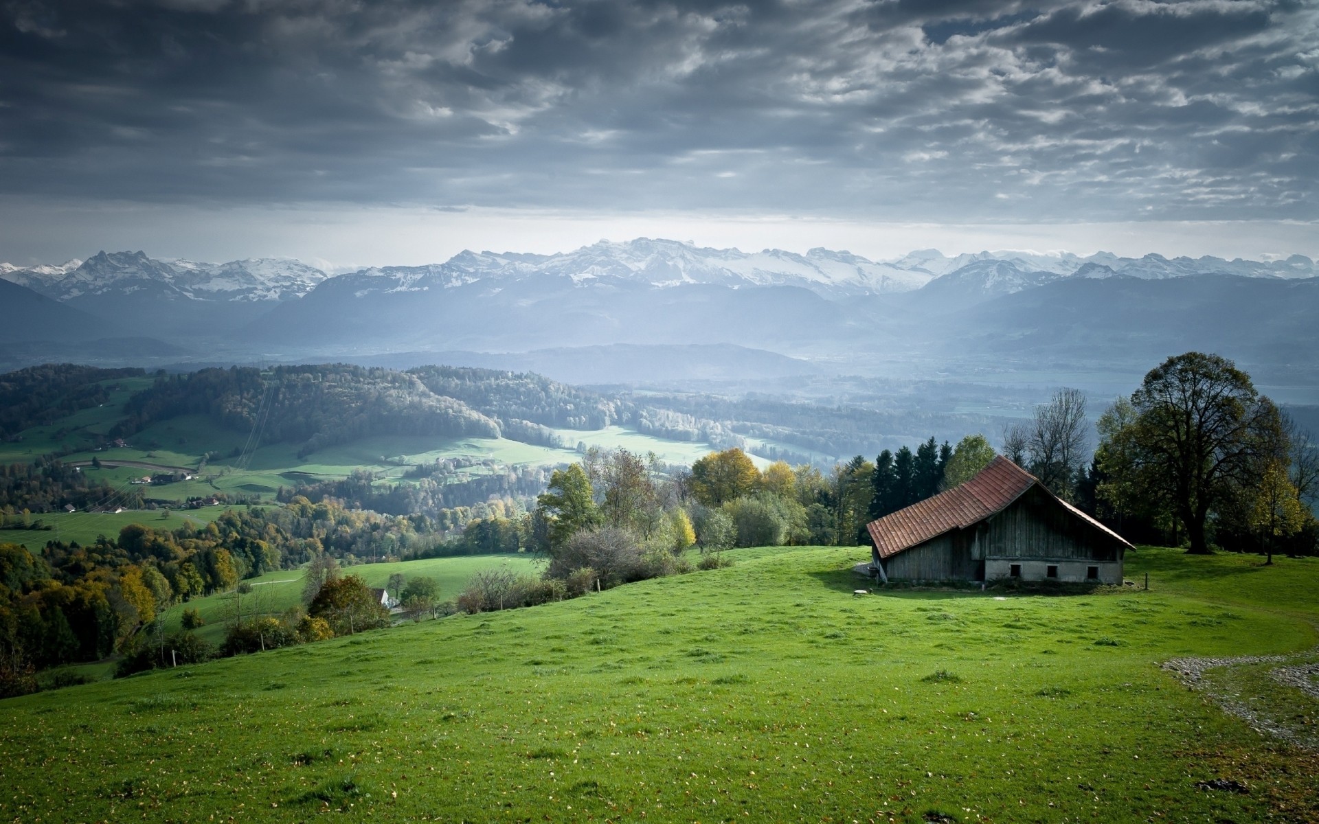 landscapes landscape nature grass sky mountain travel outdoors wood rural summer farm tree hill hayfield countryside house valley hut cloud spring sumeer green scenery