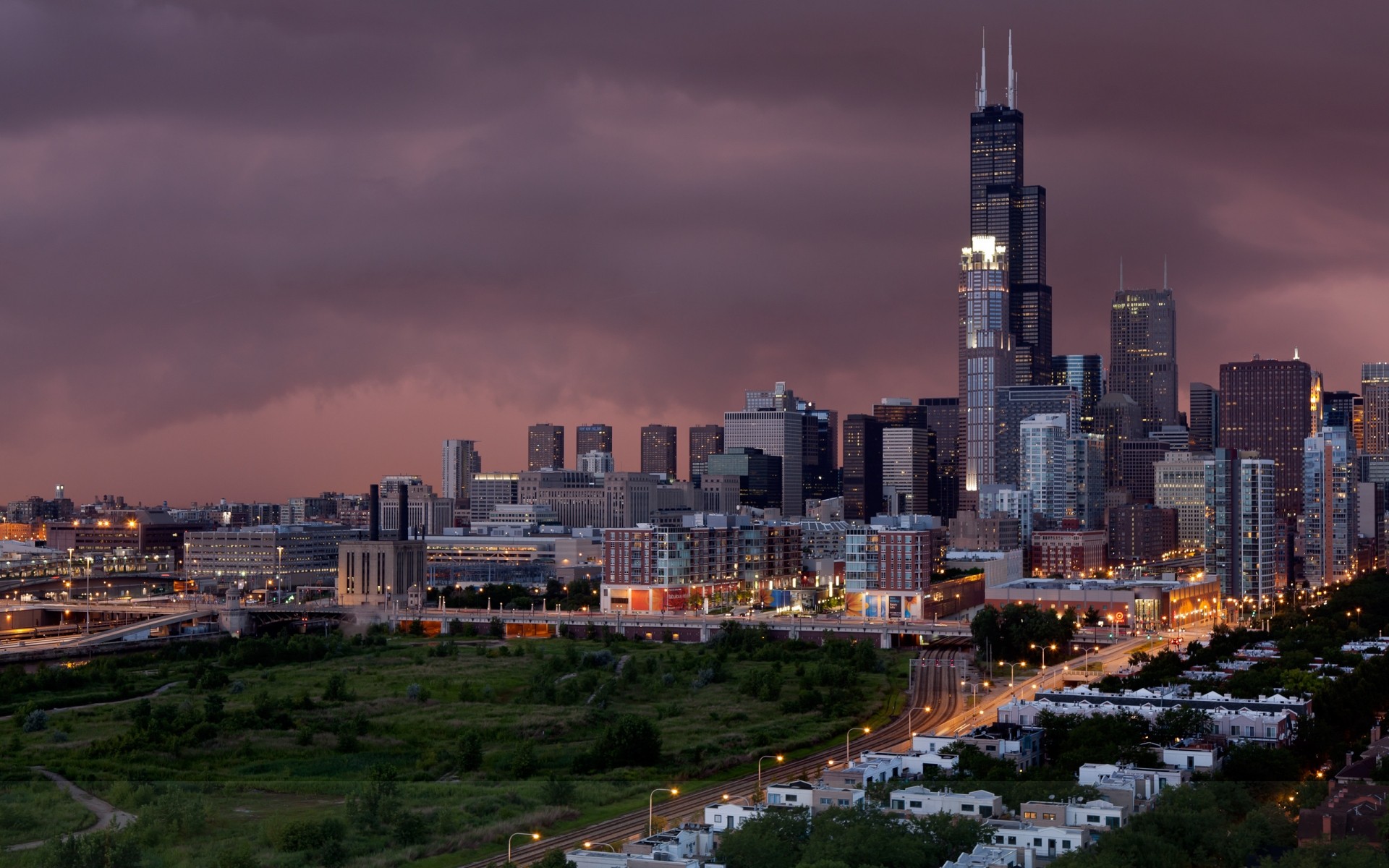 eua cidade skyline cidade arranha-céu arquitetura centro da cidade viagens casa escritório crepúsculo céu urbano pôr do sol rio moderno o negócio torre panorâmica noite tempestade américa chicago