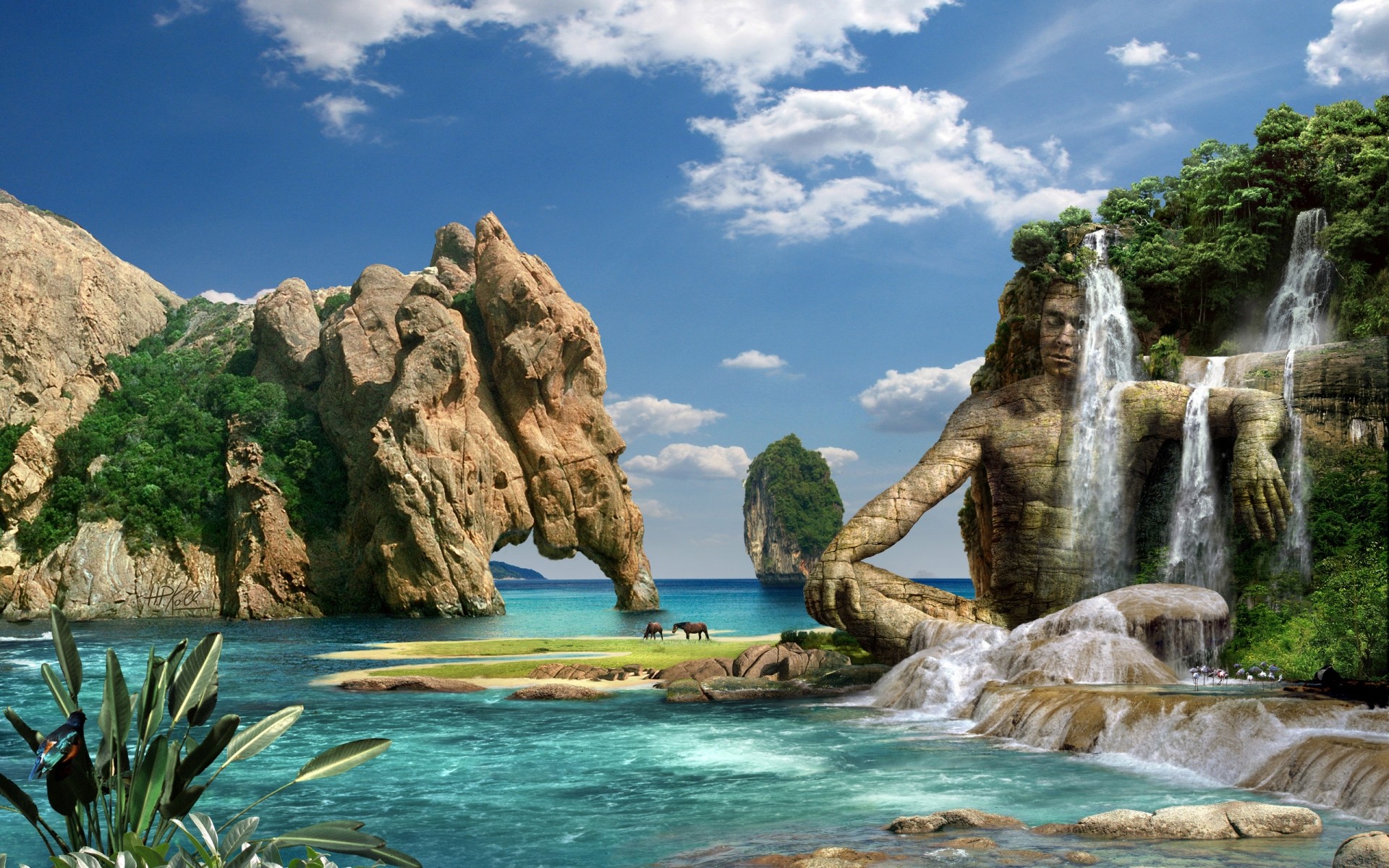 fantasy water nature travel rock landscape vacation summer tropical paradise scenic tourism sky tree beach beautiful outdoors seashore stone mountain art rocks stones