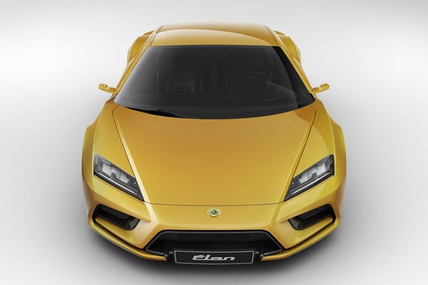 Racing yellow car front view