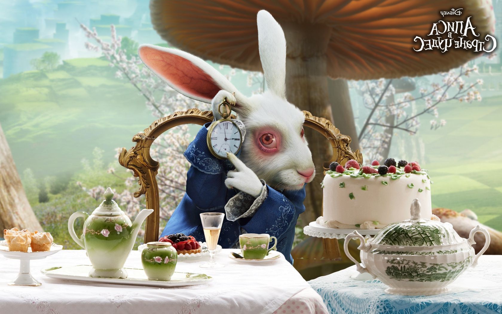 Alice in Wonderland tea party feast rabbit pocket - Phone wallpapers