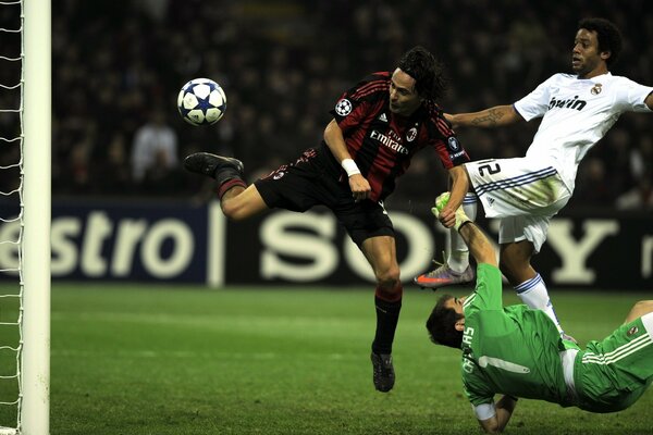 A dangerous moment near the goal in football