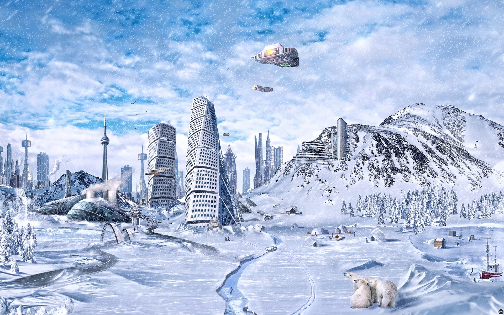 photo manipulation snow winter cold ice mountain frozen frost landscape travel mountain peak scenic high resort