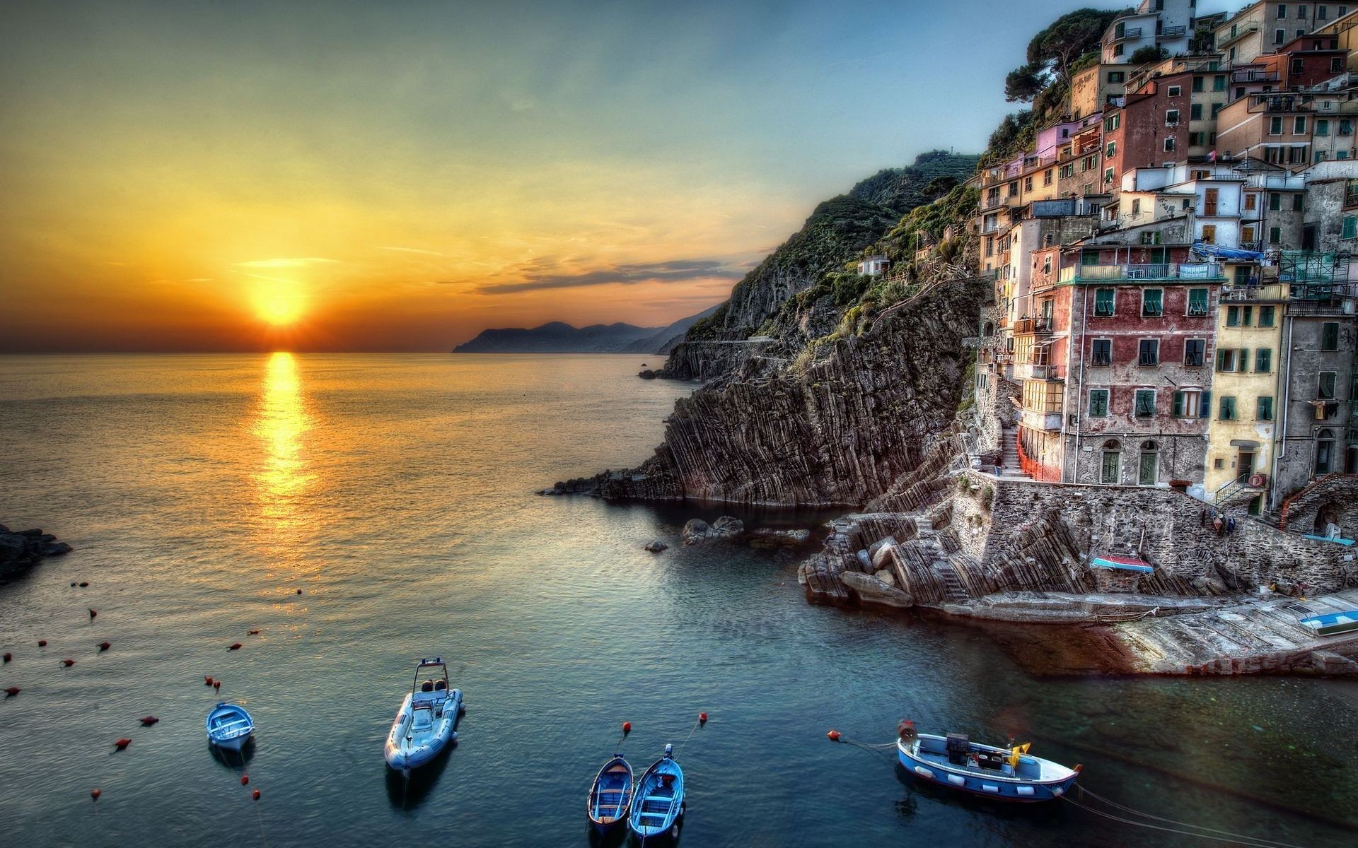 italy water travel sea beach seashore sunset ocean hdr view coast homes house