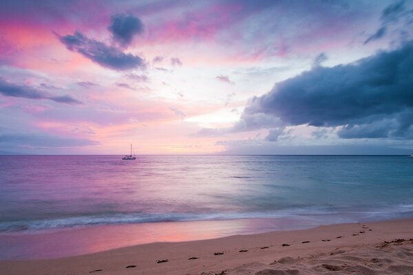 Todos los colores de la naturaleza al atardecer en el mar