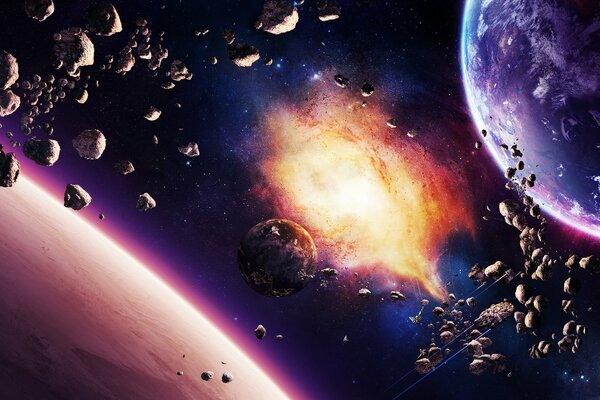 Un Cosmos aterrador con fragmentos de meteoritos