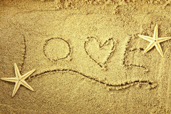 Note d amour sur le sable de la plage