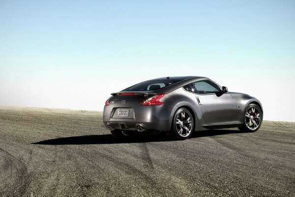 Nissan, rear view against the sky