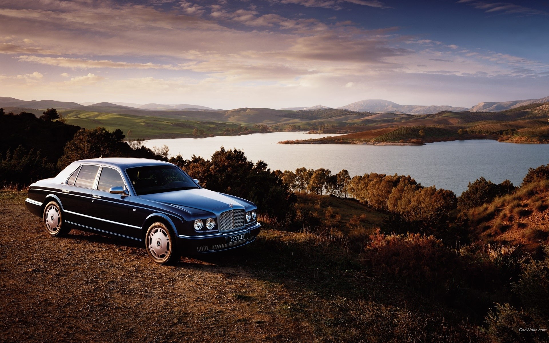 bentley sunset landscape beach water dawn vehicle travel car