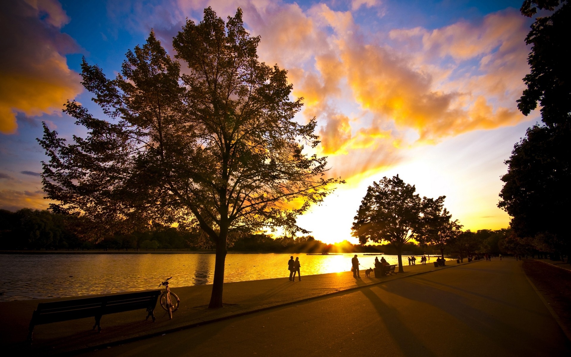 otoño puesta de sol amanecer sol noche árbol agua lago naturaleza paisaje crepúsculo cielo al aire libre buen tiempo reflexión