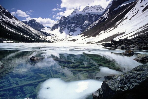 Amazing lakes and mountains in winter