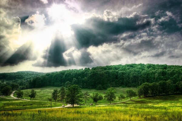 The nature of the countryside from afar