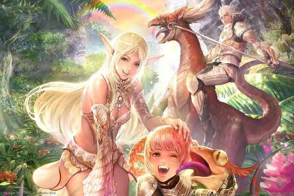 Весёлые фантастические эльфы из игры lineage 2