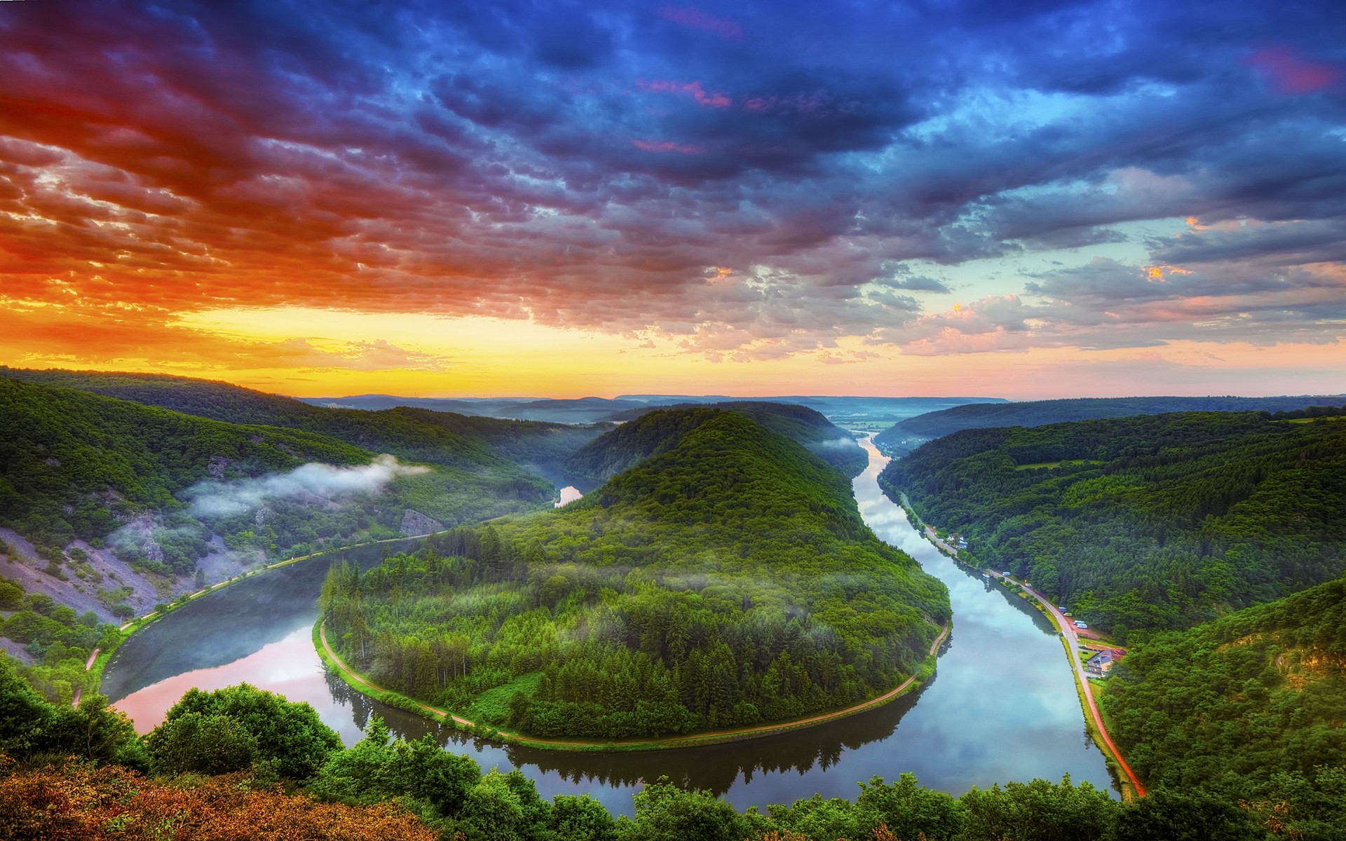 paysage eau paysage voyage nature en plein air rivière coucher de soleil montagnes ciel scénique île forêt vert drch