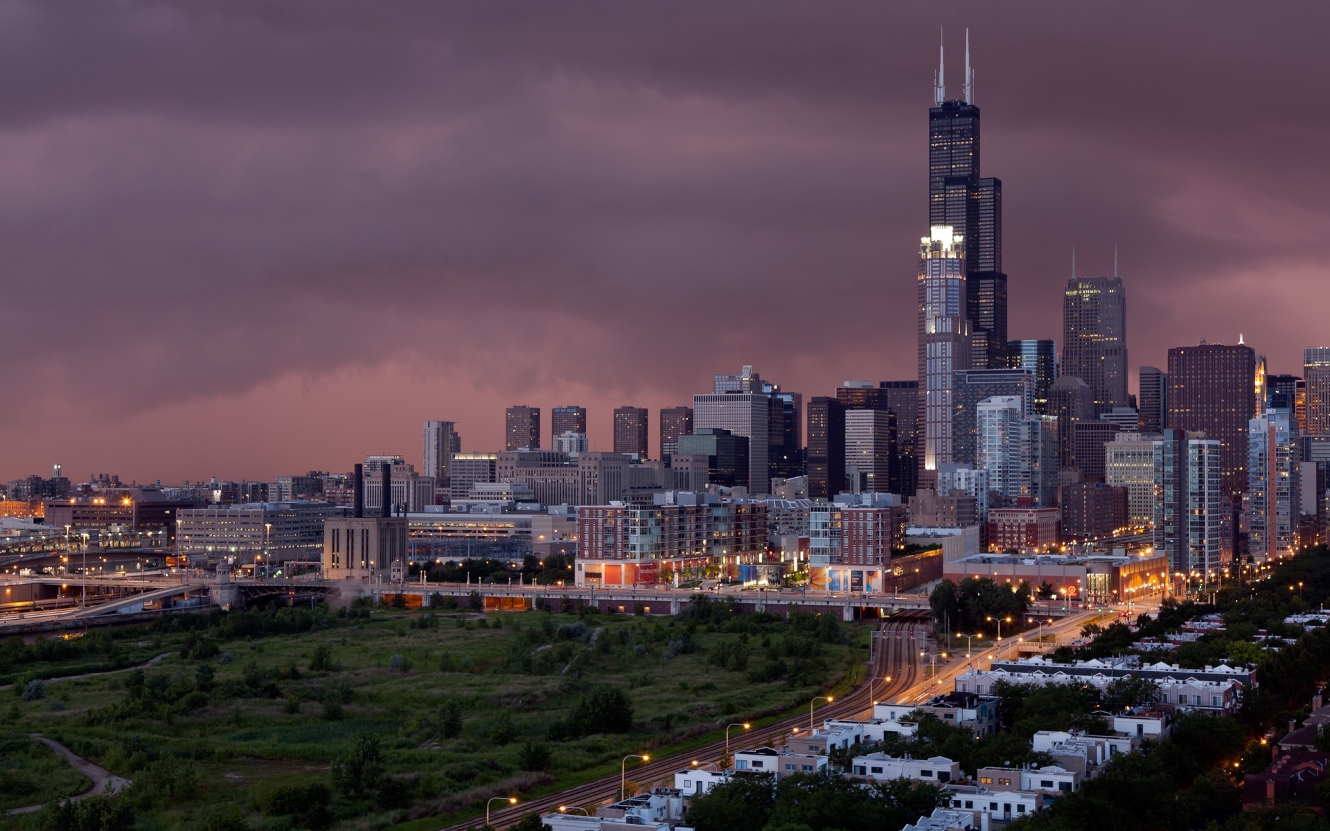 united states city skyline skyscraper cityscape architecture downtown travel building dusk office sky sunset urban modern business evening traffic river tower night lights bridge buildings sua usa