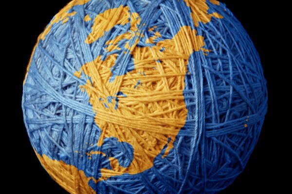 Earth threads blue ball planet globe