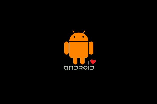 The orange android sign on a black background