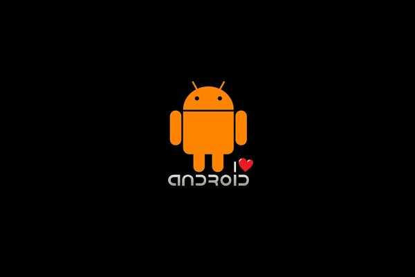 黑色背景上的橙色android标志