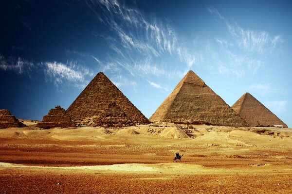 Egyptian pyramids in the middle of the desert