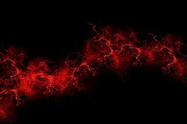 Red flame on a black background