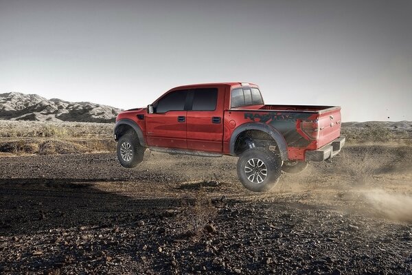 Ford pickup truck in the serene desert