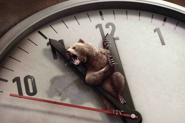 Humorous image of a watch with a bear