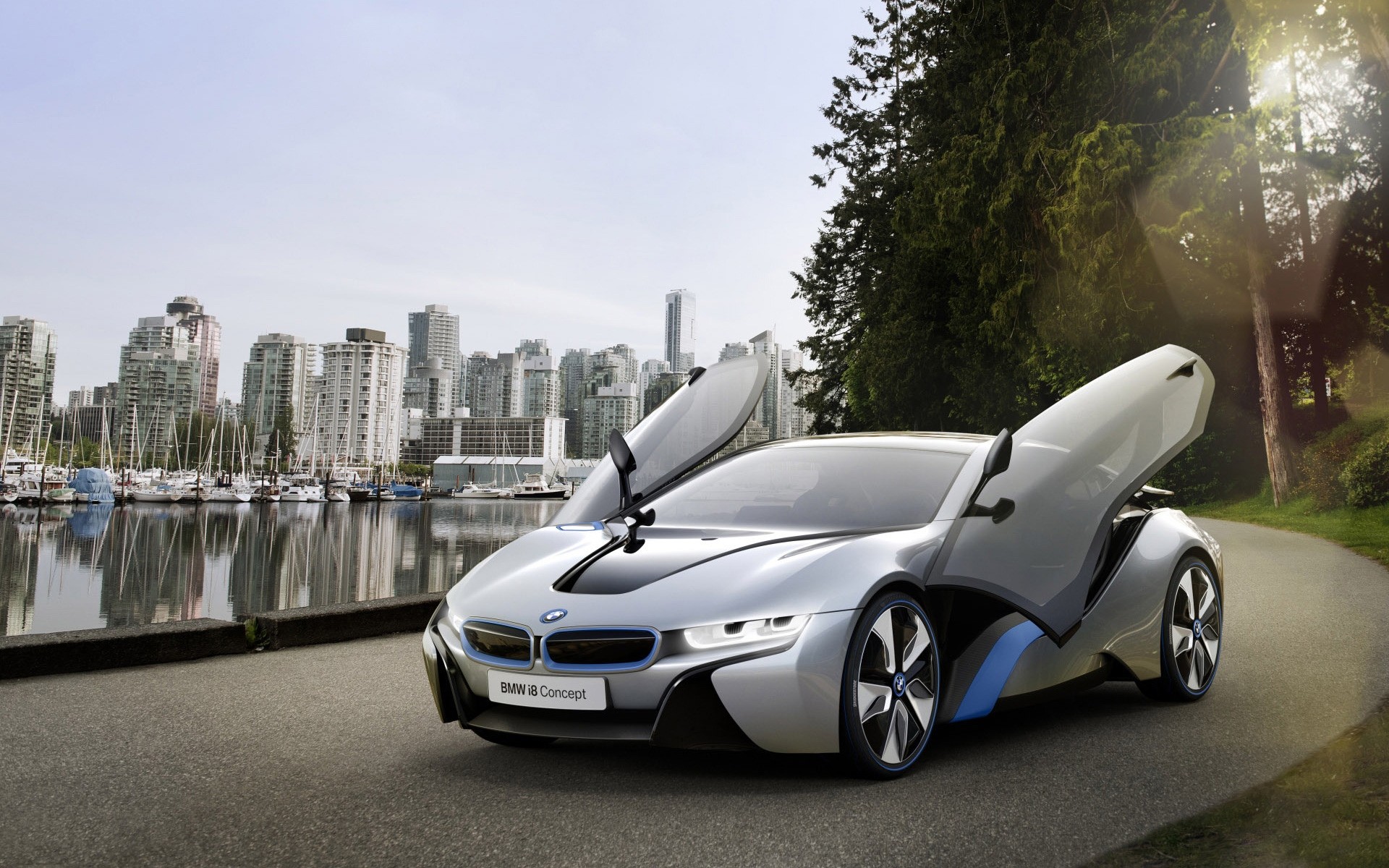 concept cars auto auto sistema di trasporto marciapiede asfalto veloce strada ruote città strada tramonto bmw i8 concept bmw concept bmw concept car