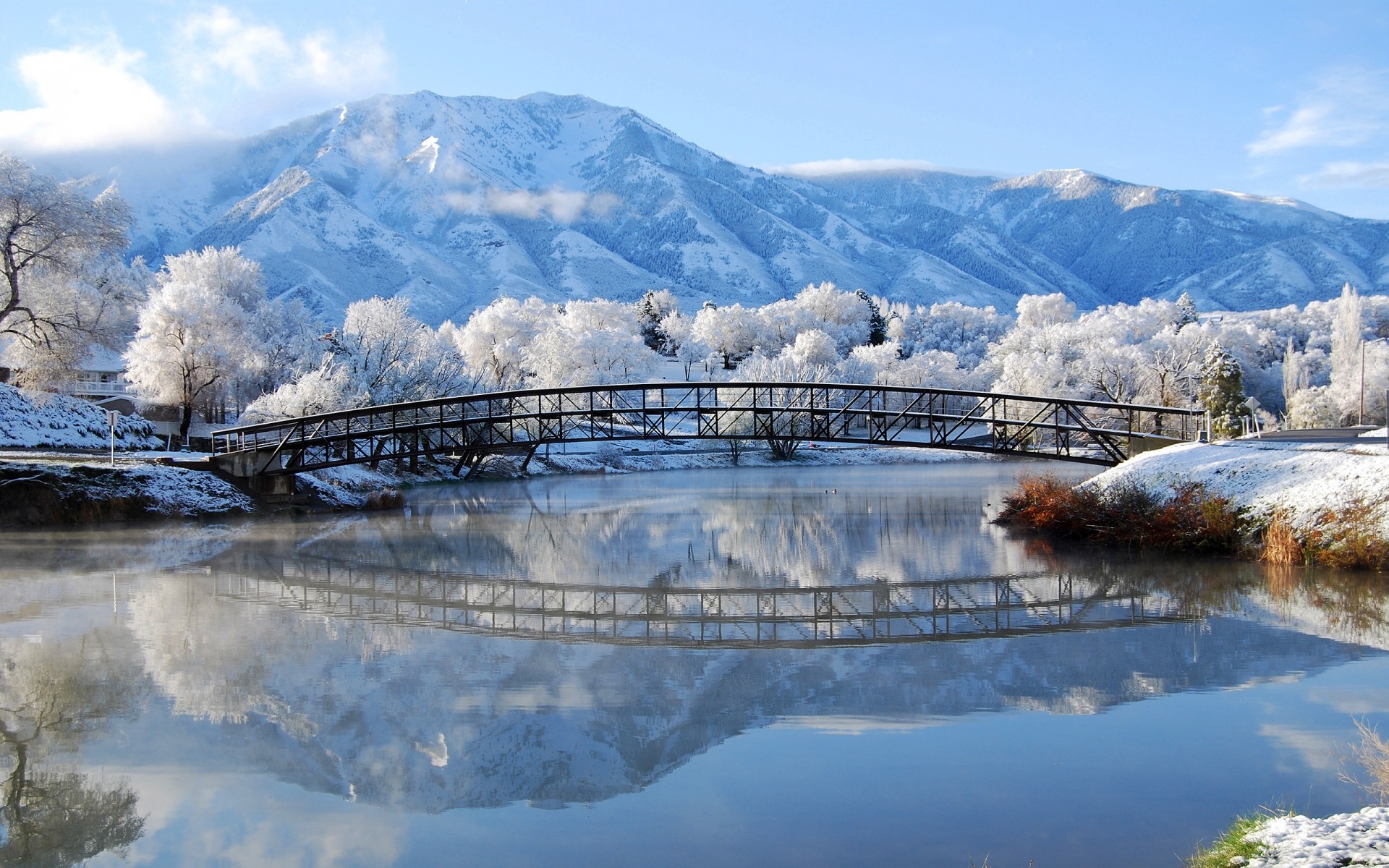 winter snow landscape water lake river nature mountain travel ice cold scenic reflection sky wood tree beautiful mountains trees