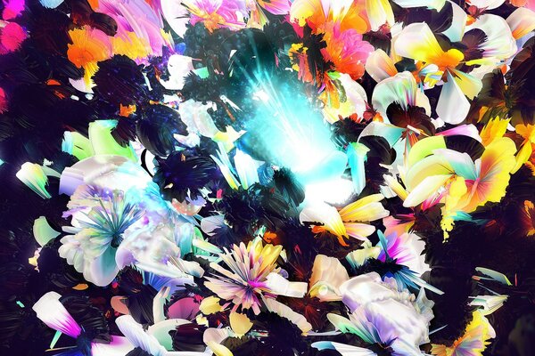 Colorful illustration of bright abstractions of colors